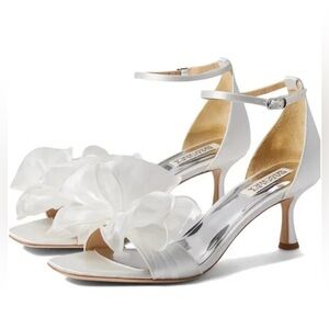 Badgley Mischka White Heels with Floral Detail